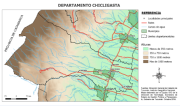 Mapa del departamento Chicligasta. Ubicación del municipio. Alturas sobre nivel del mar.