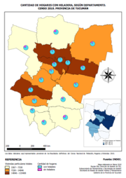 Mapa hogares con heladera, por departamento según censo 2010 Mapa hogares con heladera, por departamento según censo 2010