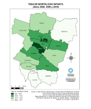 Mapa tasa de mortalidad infantil años 2008, 2009 y 2010