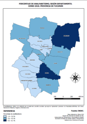 Mapa porcentaje de analfabetismo por departamento, censo 2010 Mapa porcentaje de analfabetismo por departamento, censo 2010