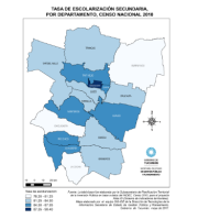 Mapa tasa de escolarización secundaria, por departamento , censo 2010