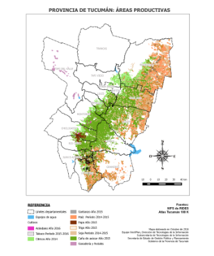 Mapa áreas productivas 2014-2015-2016 Tucumán