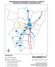 Mapa infraestructura de energía eléctrica y gasífera actual 2014 Tucumán