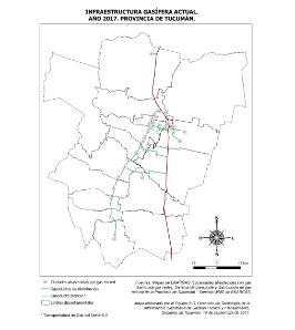Mapa infraestructura gasífera actual 2017 Tucumán
