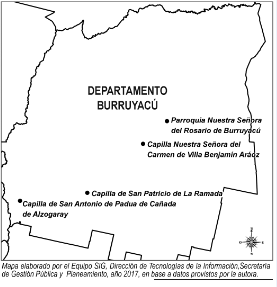 Mapa capillas Siglo XIX Burruyacú, Tucumán