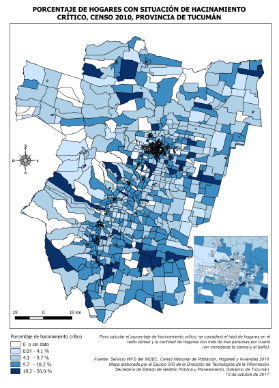 Mapa porcentaje de hogares con situación de hacinamiento crítico, por radios censales 2010, Tucumán