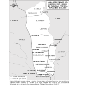 Mapa aproximado del Norte de San Miguel de Tucumán, primera mitad del Siglo XX