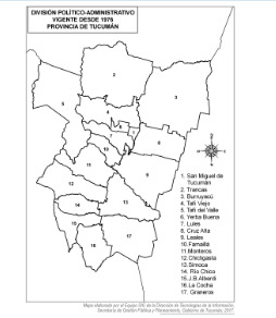 Mapa división político-admnistrativo vigente desde 1976 Provincia de Tucumán