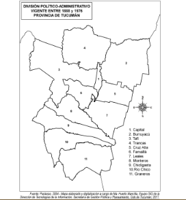 Mapa división político administrativo 1888-1976 Tucumán