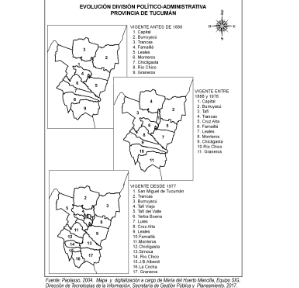 Mapas evolución división político-administrativa Tucumán