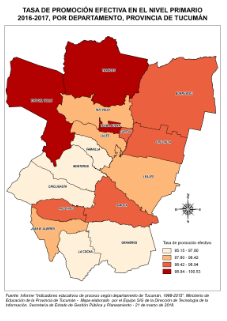 Mapa Tasa de promoción efectiva primario 2016-2017, Tucumán