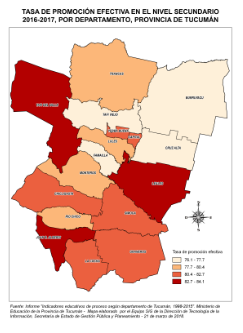 Mapa Tasa de promoción efectiva secundario 2016-2017, Tucumán