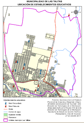 Mapa Municipio Las Talitas ubicación de establecimientos educativos