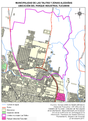 Mapa Municipio Las Talitas, ubicación de parques industriales
