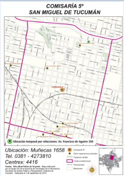 Mapa comisaría Nro 5 San Miguel de Tucumán Año 2019