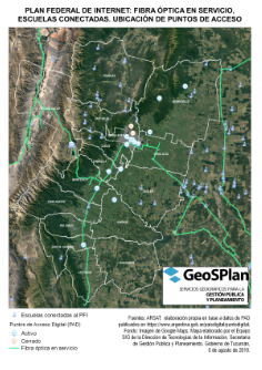 Mapa Plan Federal de Internet 2019, Provincia de Tucumán