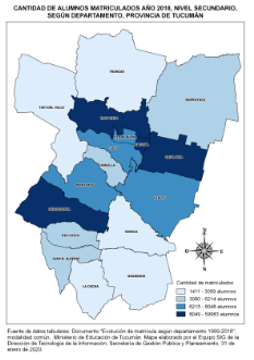 Mapa Cantidad de alumnos matriculados año 2018, nivel secundario