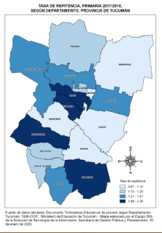 Mapa Tasa de repitencia, Primario 2017/2018