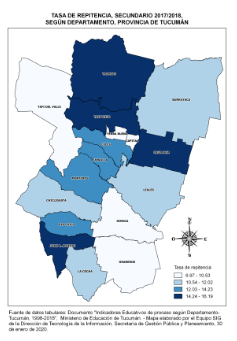 Mapa Tasa de repitencia, Secundario 2017/2018