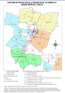 Mapa Cartera de proyectos Tucumán 2017, obras hídricas y viales