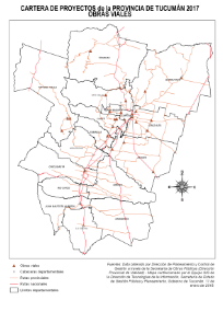 Mapa Cartera de proyectos Tucumán 2017, obras viales