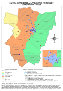 Mapa Cartera de proyectos Tucumán 2017, obras hídricas y viales. Por microrregión.