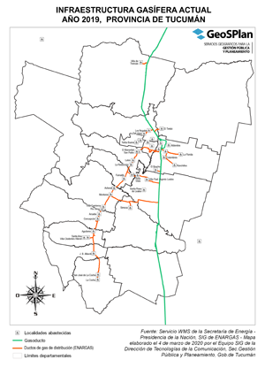 Mapa infraestructura gasífera actual 2019 Tucumán