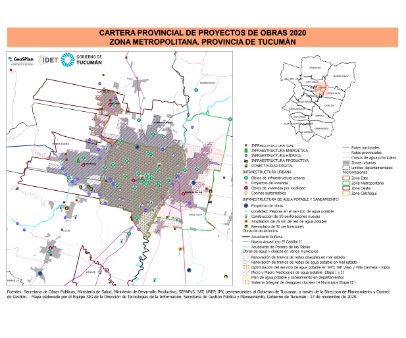 Mapa de obras pública. Cartera de proyectos 2020 Gran San Miguel de Tucumán