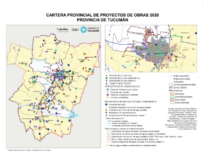 Mapa de obras pública. Cartera de proyectos 2020 Provincia de Tucumán