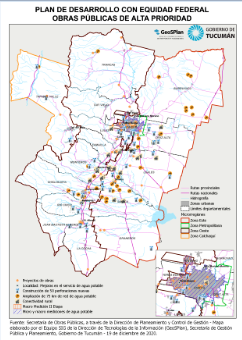 Mapa Plan de Desarrollo con Equidad Federal. Obras de prioridad alta, Tucumán