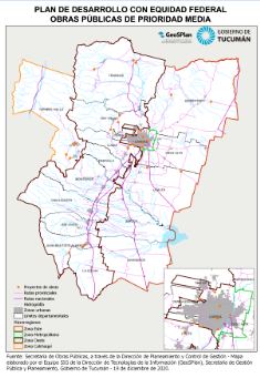 Mapa Plan de Desarrollo con Equidad Federal. Obras de prioridad media, Tucumán