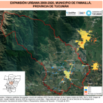 Mapa de expansión urbana 2000-2020, municipio de Famaillá, Tucumán