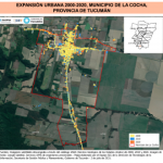 Mapa de expansión urbana 2000-2020, municipio de La Cocha, Tucumán