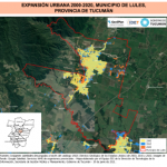 Mapa de expansión urbana 2000-2020, municipio de Lules, Tucumán