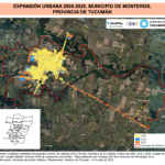 Mapa de expansión urbana 2000-2020, municipio de Monteros, Tucumán