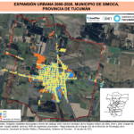 Mapa de expansión urbana 2000-2020, municipio de Simoca, Tucumán
